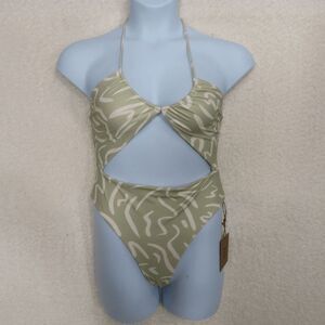 NWT!! Stone Fox Swim Olive and Cream One Piece